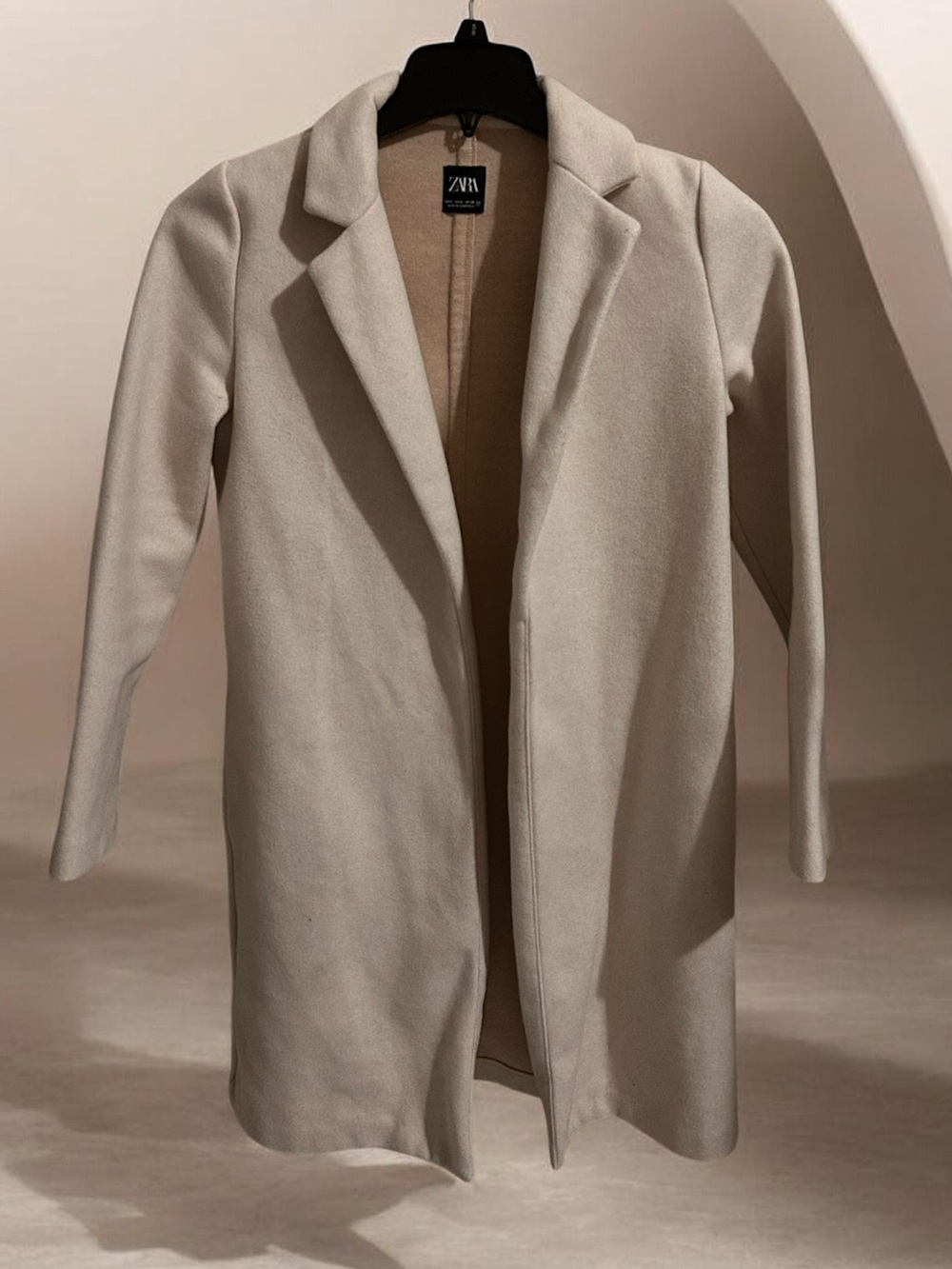 Zara Beige Open Front Long Coat